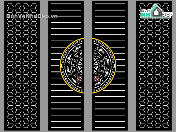 Cổng 4 cánh,file dxf cổng 4 cánh,cổng 4 cánh