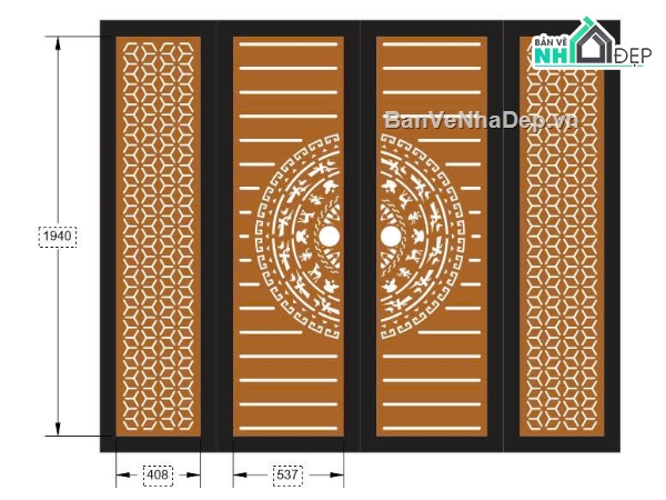 cổng 4 cánh cnc,cổng trống đồng cnc,File cổng 4 cánh