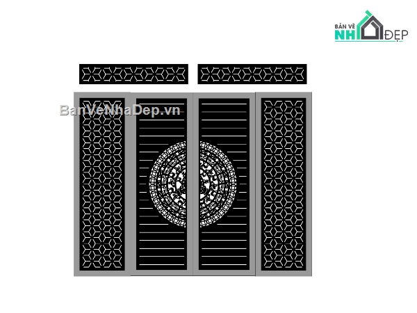 cổng 4 cánh cnc,cổng trống đồng cnc,ô thoáng