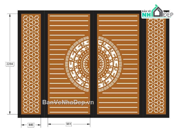 cổng 4 cánh cnc,cổng trống đồng cnc,File cổng 4 cánh