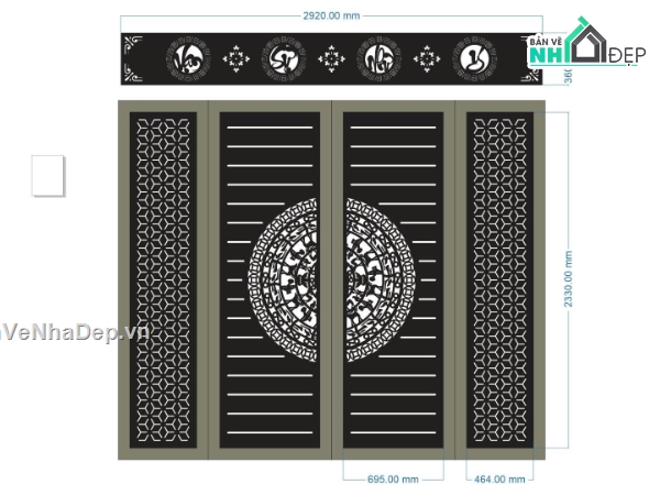 vạn sự như ý,cổng 4 cánh cnc,cổng trống đồng cnc