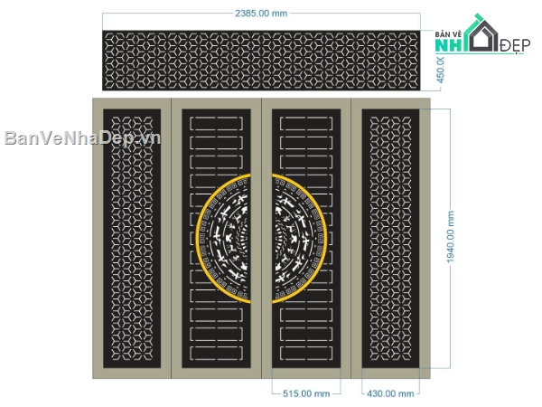 cổng 4 cánh cnc,File cổng 4 cánh,ô thoáng