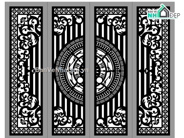 cổng 4 cánh cnc,cổng trống đồng cnc,File cổng 4 cánh