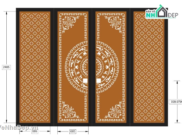 cổng 4 cánh cnc,File cổng 4 cánh,File cnc cổng 4 cánh