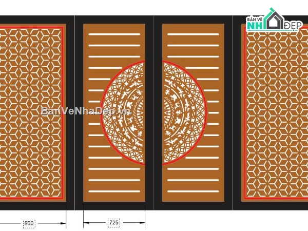 cổng 4 cánh cnc,File cổng 4 cánh,cổng dxf