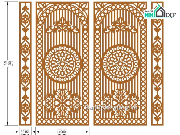 cổng 4 cánh cnc,File cổng 4 cánh,file cổng dxf đẹp
