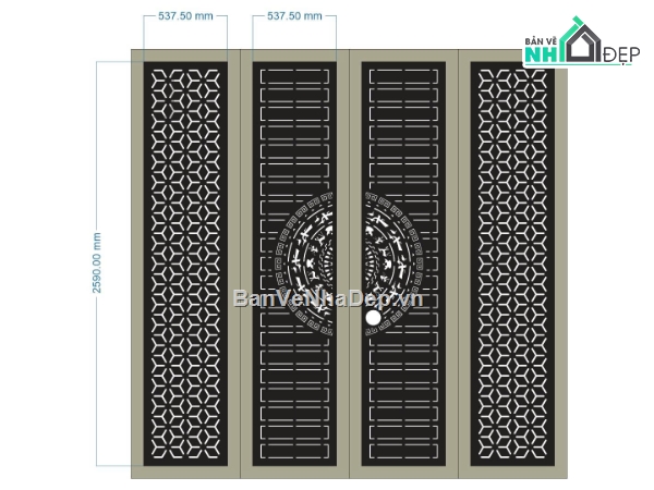 cổng 4 cánh cnc,File cổng 4 cánh,cổng dxf