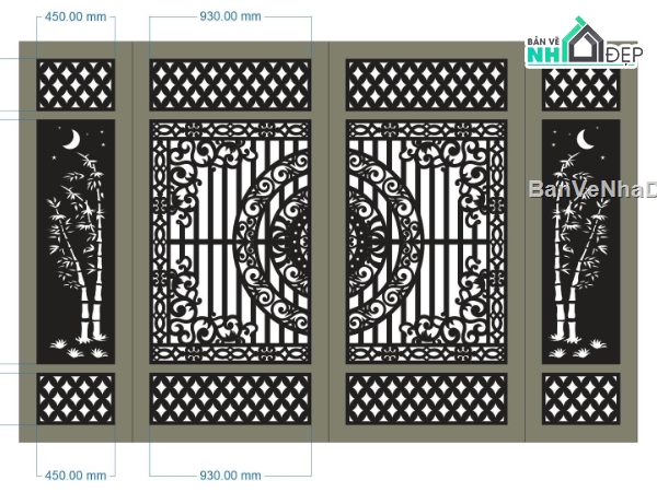 cổng trống đồng cnc,cổng 4 cánh cnc,File cổng 4 cánh