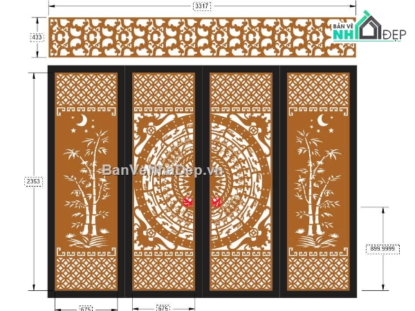 cổng 4 cánh cnc,cổng trống đồng cnc,File cổng 4 cánh