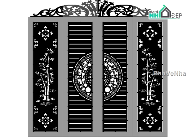 cổng 4 cánh cnc,cổng trống đồng cnc,File cổng 4 cánh