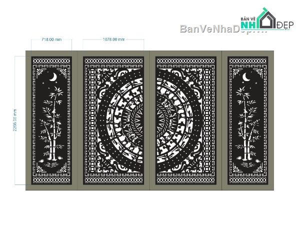 cổng 4 cánh cnc,File cổng 4 cánh,File cnc cổng 4 cánh