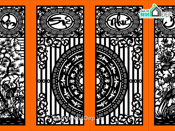 cổng đẹp 4 cánh,file cnc cổng 4 cánh,mẫu cnc cổng 4 cánh