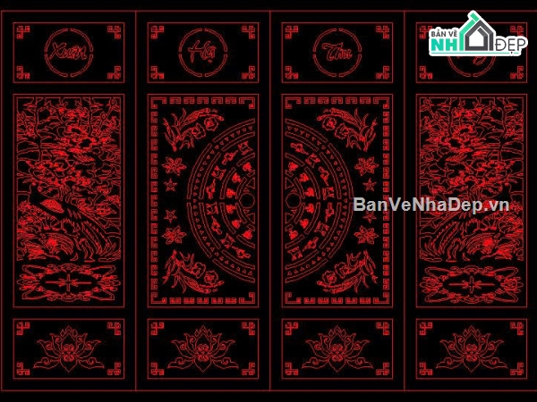 cổng 4 cánh cnc,File cổng 4 cánh,File cnc cổng 4 cánh