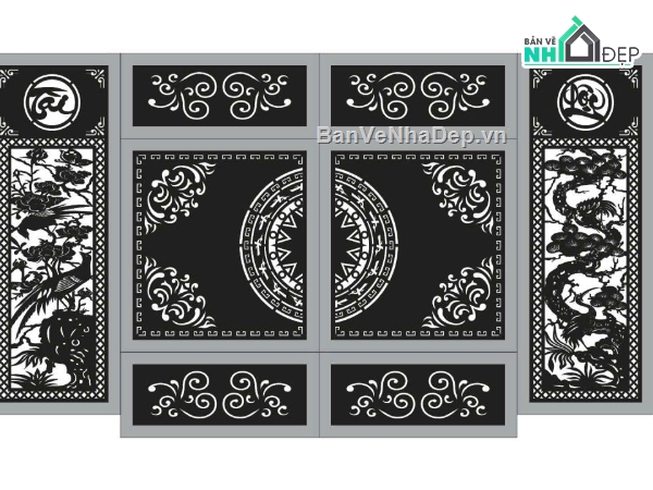 cổng trống đồng cnc,cnc cổng tài lộc,cổng dxf