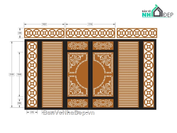 cổng trống đồng cnc,cổng trống đồng,đồng tiền cnc,cổng 6 cánh cnc