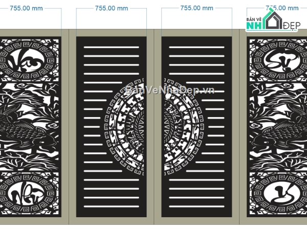 cá chép cnc,vạn sự như ý cnc,cổng vạn sự như ý cnc,cổng 4 cánh cá chép