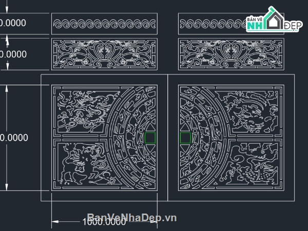 cổng đẹp cnc,mẫu cnc cổng tứ linh,file cnc cổng tứ linh,cắt cnc cổng tứ linh