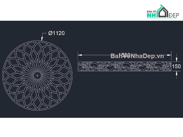 hoa văn mái kính,diềm mái kính cnc,file dxf mái kính tròn