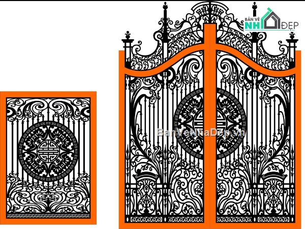 bản vẽ cổng cnc,cổng 2 cánh cnc đẹp,file dxf cổng 1 cánh,thiết kế hàng rào lan can,mẫu cắt lan can cnc