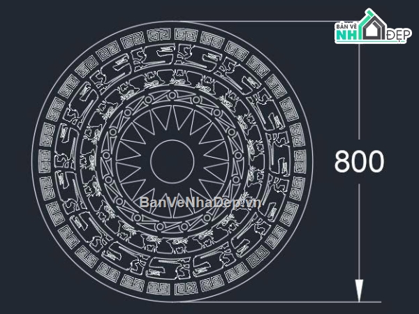 trống đồng,File dxf trống đồng cnc,mẫu trống đồng cnc