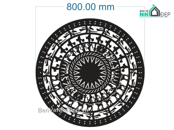 trống đồng tròn,File dxf trống đồng cnc,cnc trống đồng