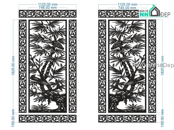 vách cnc,cnc vách trúc,File vách cnc dxf