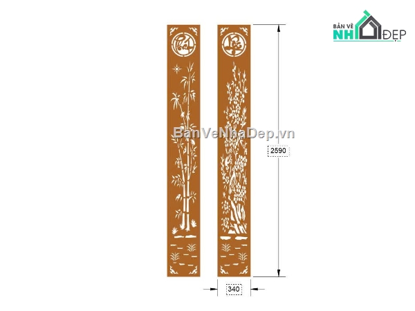 cnc vách trúc,vách lộc phát cnc,bản vẽ vách cổng