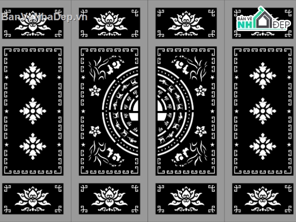 cổng 4 cánh cnc,File cổng 4 cánh,File cnc cổng 4 cánh
