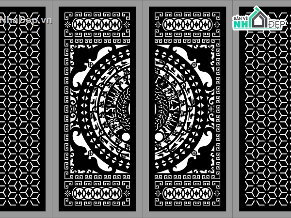 cổng 4 cánh cnc,cổng trống đồng cnc,File cổng 4 cánh,cnc 4 cánh