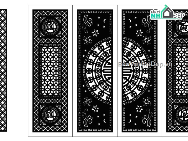 File cổng 4 cánh,cổng phát tài phát lộc,cổng dxf