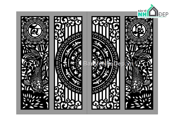 File cổng 4 cánh,File dxf cổng,cổng dxf