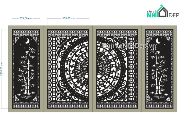 File cổng 4 cánh,cổng trống đồng,cổng trống đồng 4 cánh