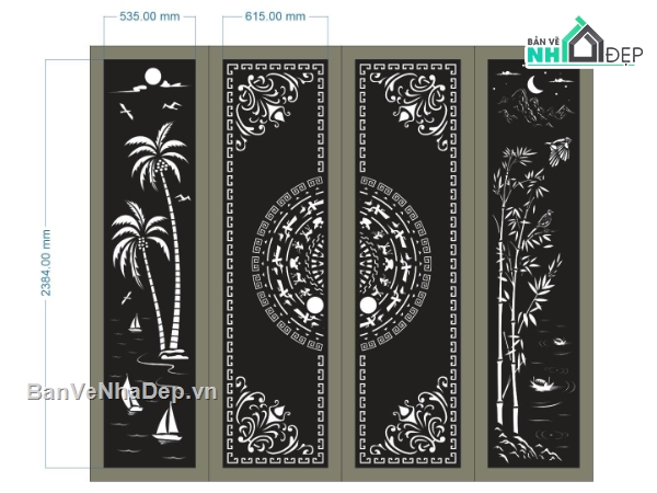 cổng 4 cánh cnc,File cổng 4 cánh,File cnc cổng 4 cánh