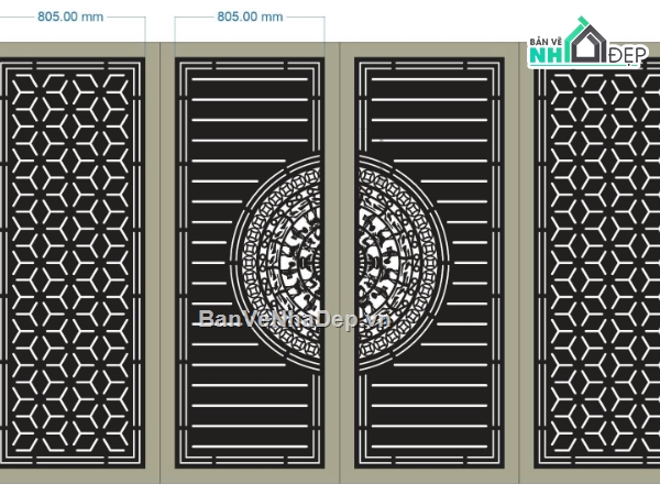 trống đồng,cổng cnc hoa văn trống đồng,hoa văn cổng,cổng 4 cánh