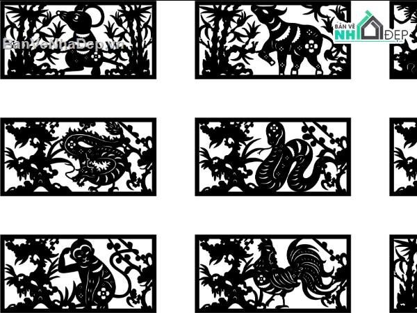 cnc 12 con giáp,12 con giáp,dxf 12 con giáp