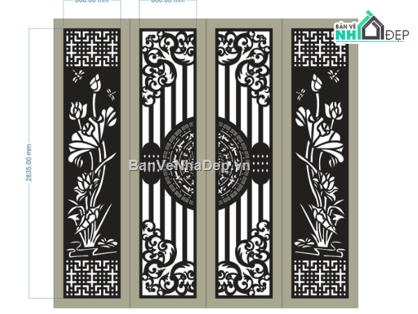 hoa sen cnc,cổng 4 cánh cnc,file cổng dxf đẹp