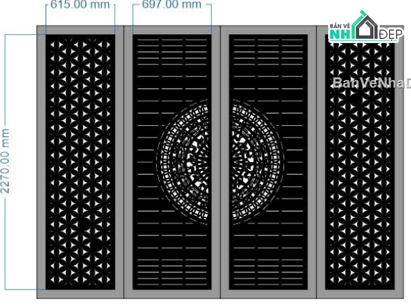 cổng 4 cánh cnc,cổng trống đồng cnc,cổng dxf