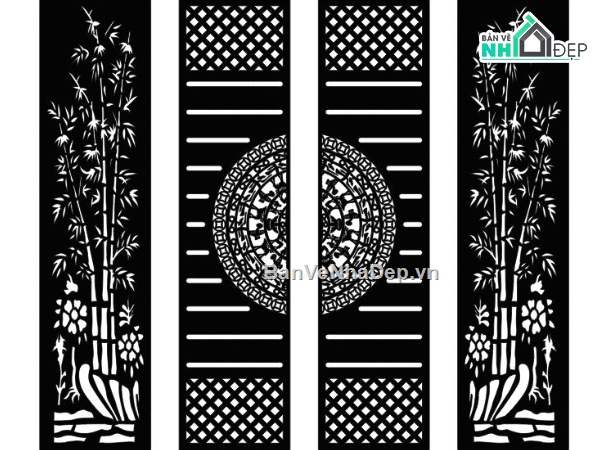 cổng 4 cánh cnc,cổng trống đồng cnc,cổng trúc cắt cnc