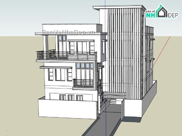 mẫu biệt thự 2 tầng,biệt thự 2 tầng,mẫu biệt thự sketchup