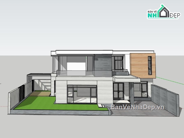 biệt thự 2 tầng,file sketchup biệt thự,biệt thự hiện đại