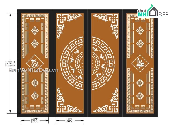 cổng 4 cánh cnc,File cổng 4 cánh,File cnc cổng 4 cánh