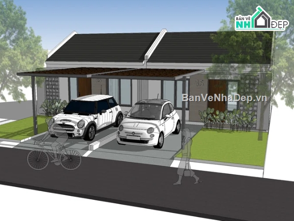 nhà phố,model nhà phố,nhà phố 1 tầng