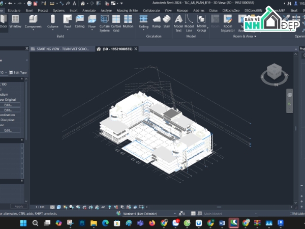 trường học 5 tầng,revit trường học 5 tầng,bản vẽ trường học 5 tầng