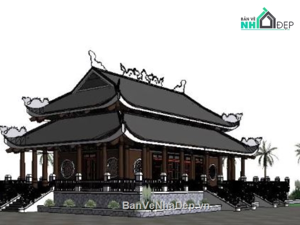 revit chùa,chùa,chùa file revit,file revit chùa