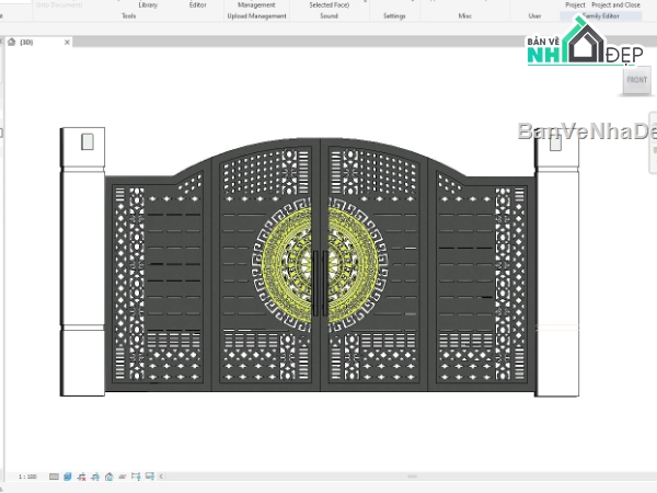 cổng rào cnc,revit cổng,file revit cổng