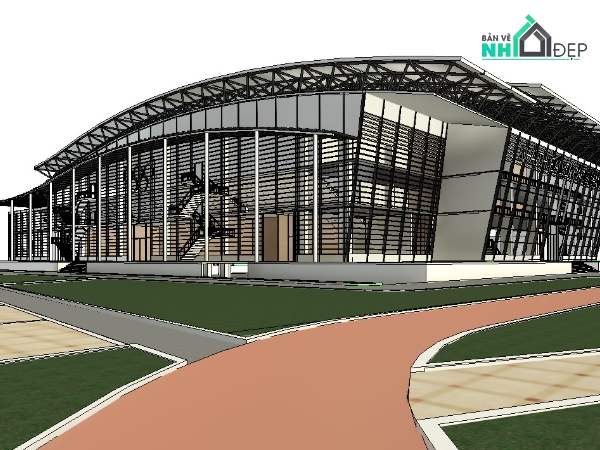 Kiến trúc nhà thi đấu,revit nhà thi đấu,revit kiến trúc nhà thi đấu,nhà thi đấu,bản vẽ nhà thi đấu