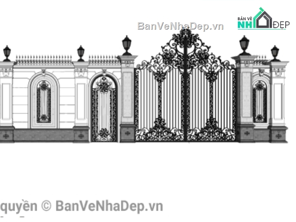 Sketchup cổng rào,thiết kế cổng rào,cổng tường rào,file su cổng rào cổ điển,bản vẽ cổng rào,cổng rào sketchup