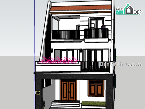 nhà hiện đại,nhà 2 tầng,Su nhà 2 tầng,File su nhà 2 tầng,model sketchup nhà 2 tầng