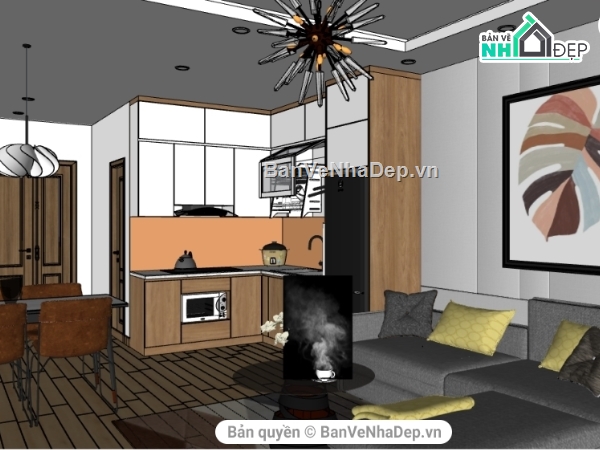 model sketchup nội thất,nội thất SU,nội thất phòng khách,SU đồ nội thất,nội thất phòng khách đẹp,Thiết kế phòng bếp đẹp