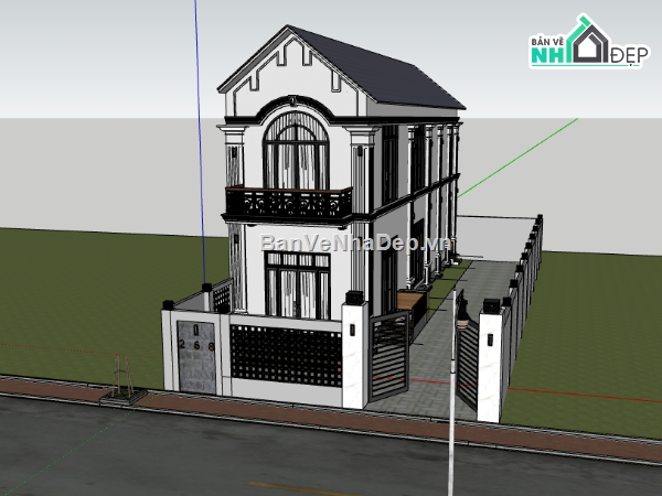 model sketchup nhà phố,nhà phố 2 tầng,bản vẽ nhà 2 tầng su,nhà 2 tầng su,nhà phố SU,File su nhà phố  2 tầng